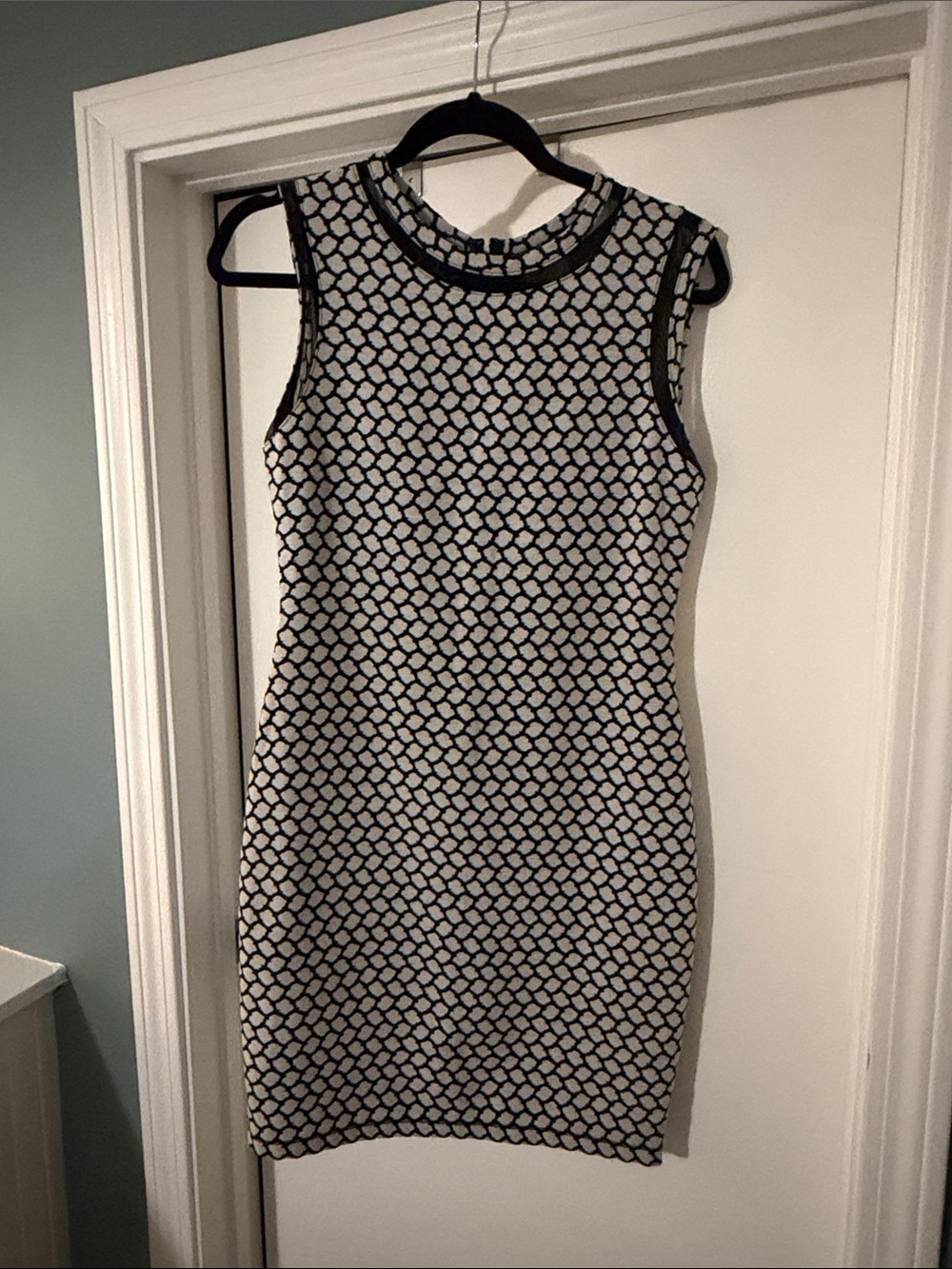 Reiss Black and White Sleeveless Patterned Dress